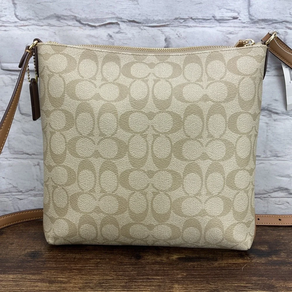 Coach Rowan File Bag In Signature Canvas‎ Light Khaki Light Saddle CS192 Purse